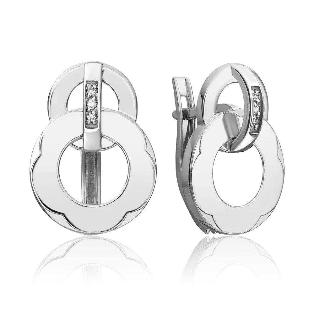 Серьги с английским замком из белого золота с бриллиантами 02-5002-00-101-1120