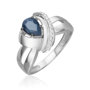 Кольцо из белого золота с сапфиром и бриллиантами 01-5719-00-105-1120