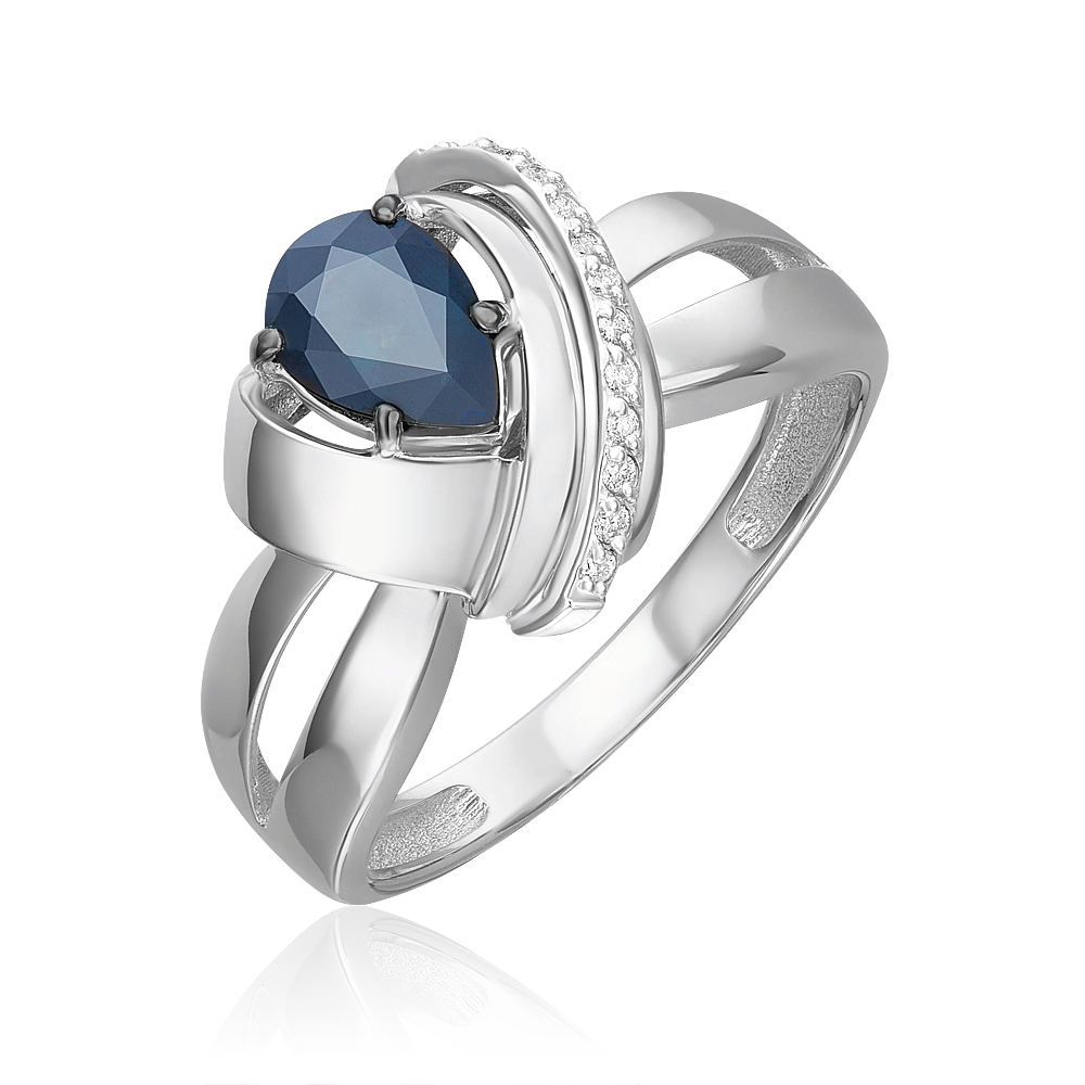 Кольцо из белого золота с сапфиром и бриллиантами 01-5719-00-105-1120