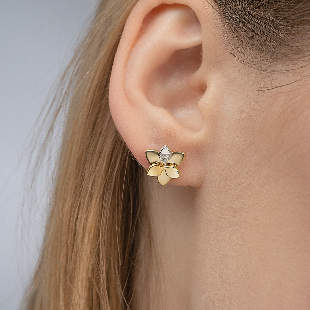 Серьги-пусеты из комбинированного золота с бриллиантами 02-4995-00-101-1121