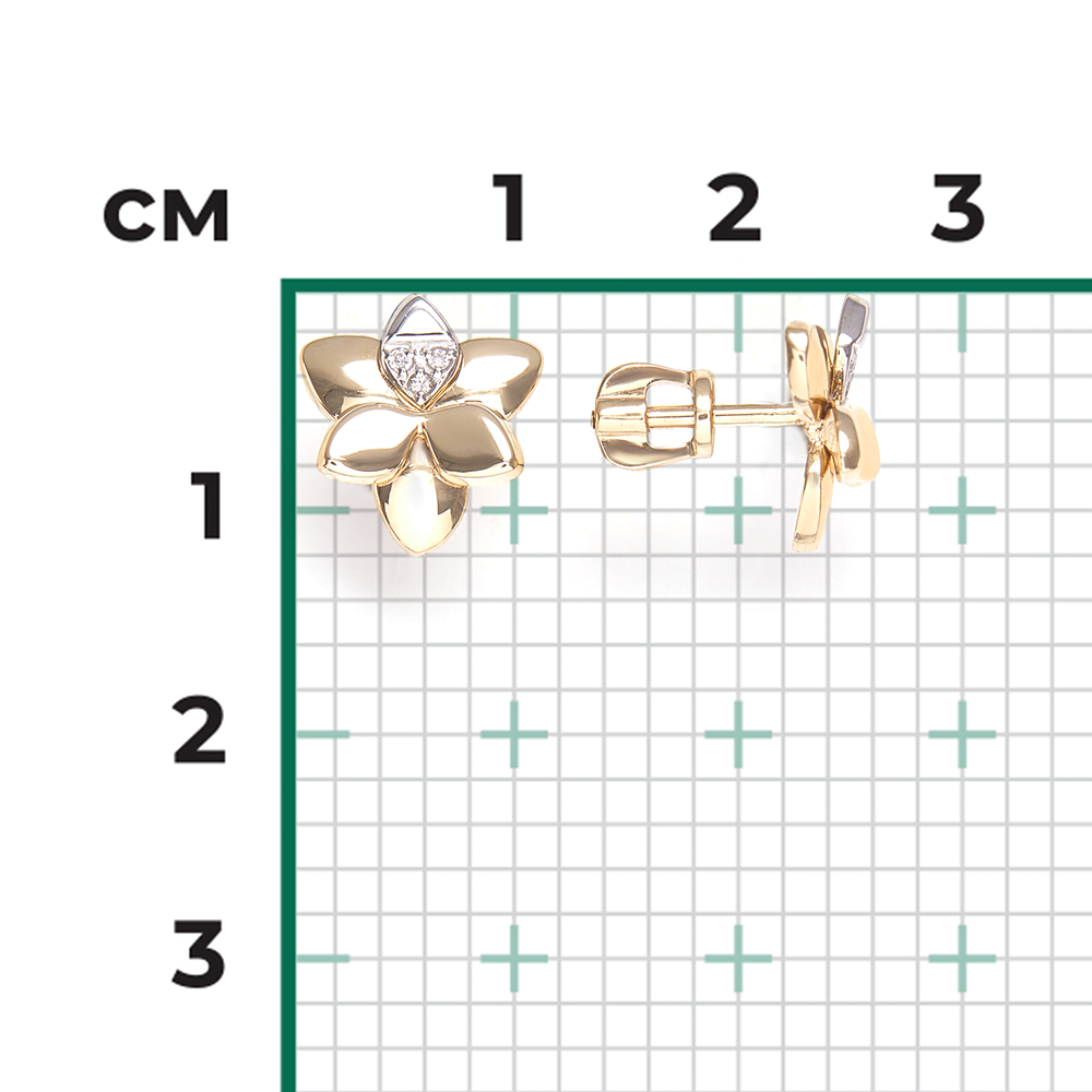 Серьги-пусеты из комбинированного золота с бриллиантами 02-4995-00-101-1121