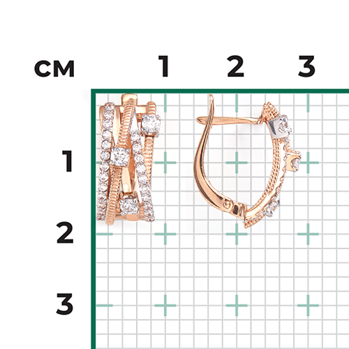 Серьги с английским замком из комбинированного золота с фианитами 02-4517-00-401-1111-24