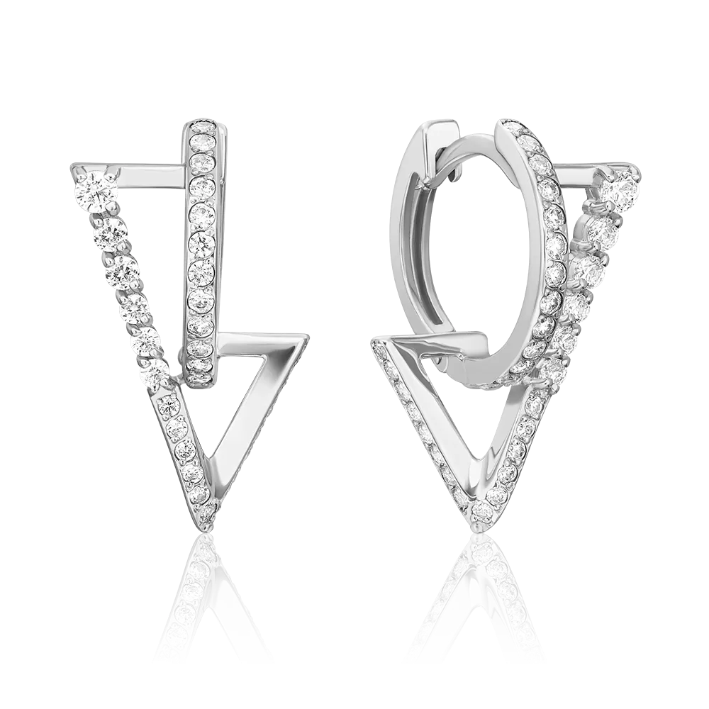 Серьги с английским замком из серебра с фианитами 02-5143-00-401-0200