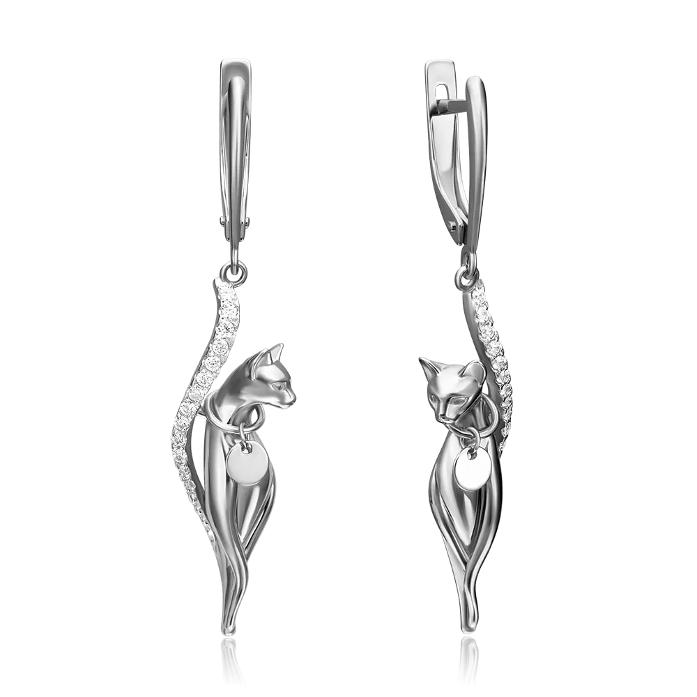 Серьги «Грация» с английским замком из белого золота с фианитами 02-4396-00-401-1120-48