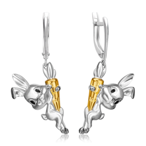 Серьги «Кролики» с английским замком из серебра с эмалью 02-5112-00-000-0200