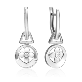 Серьги с английским замком из белого золота с бриллиантом 02-5008-00-101-1120