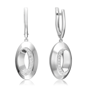 Серьги с английским замком из серебра с фианитами 02-5080-00-401-0200