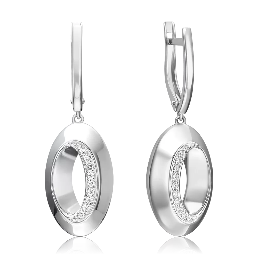 Серьги с английским замком из серебра с фианитами 02-5080-00-401-0200