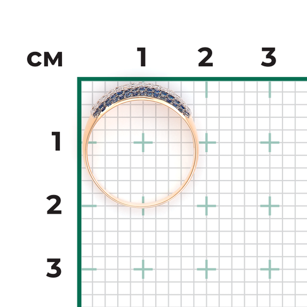 Кольцо из красного золота с бриллиантами и сапфирами 01-1489-00-105-1110-30