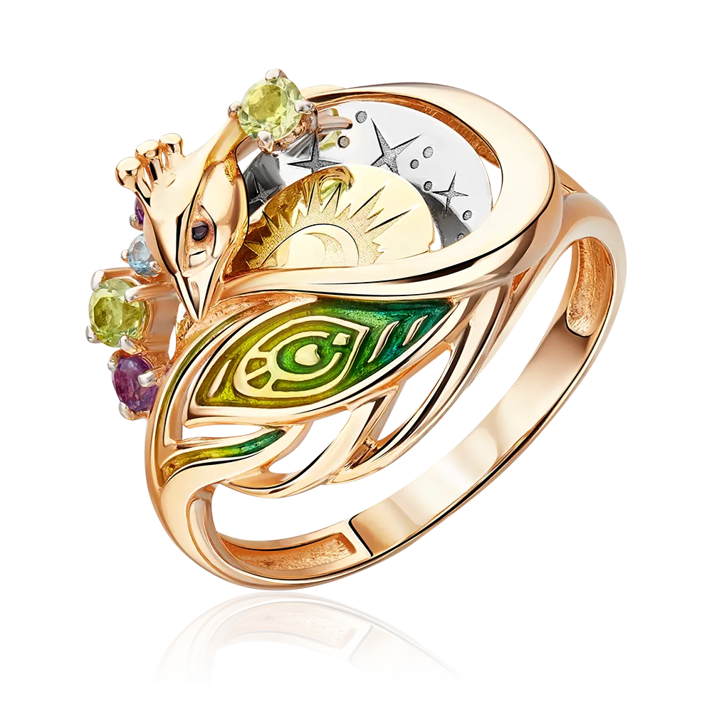 Кольцо «Преображение» из комбинированного золота с миксом камней и эмалью 01-5531-00-221-1140