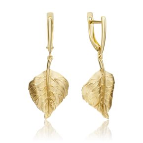 Серьги «Берёзовые листья» с английским замком из лимонного золота 02-4535-00-000-1130-02