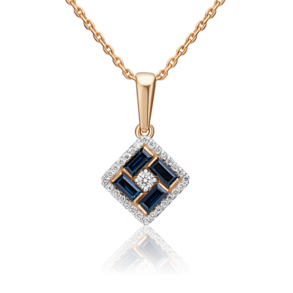 Подвеска из красного золота с сапфирами и бриллиантами 03-0530-00-105-1110-30