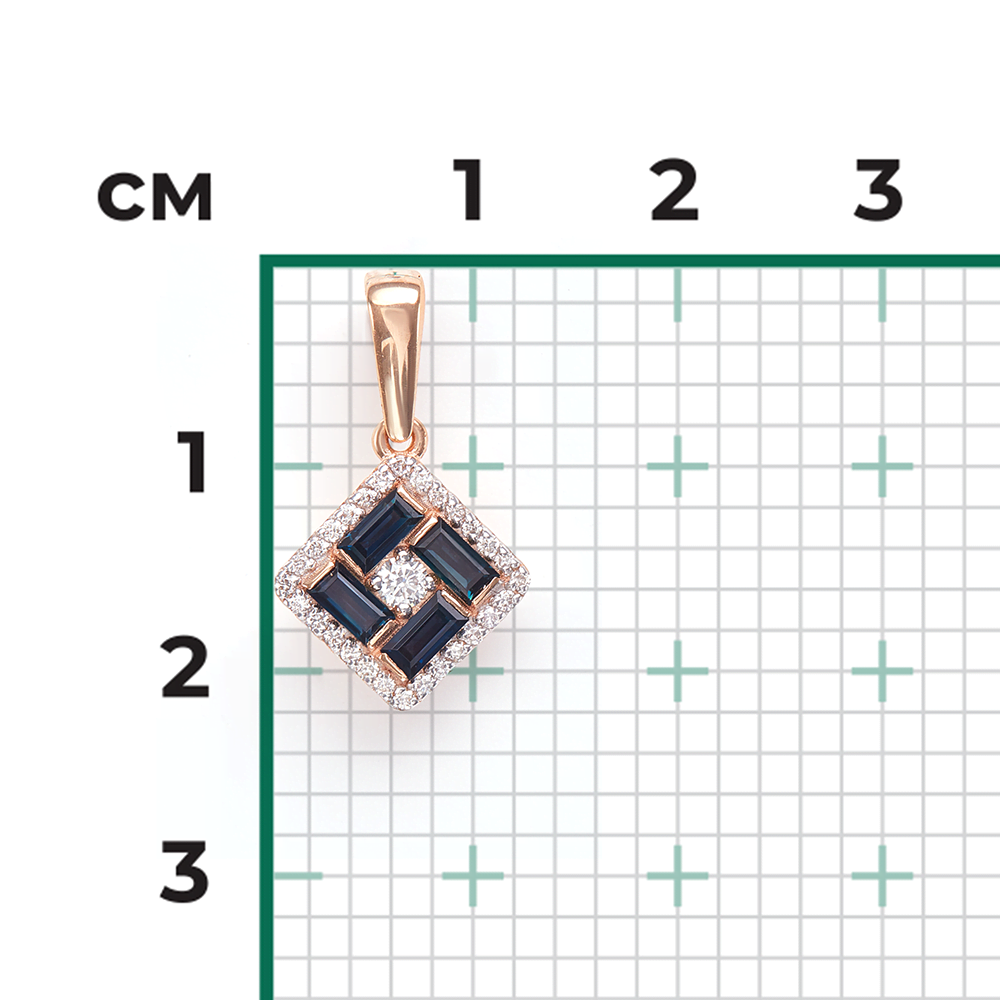 Подвеска из красного золота с сапфирами и бриллиантами 03-0530-00-105-1110-30