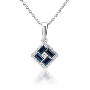 Подвеска из белого золота с сапфирами и бриллиантами