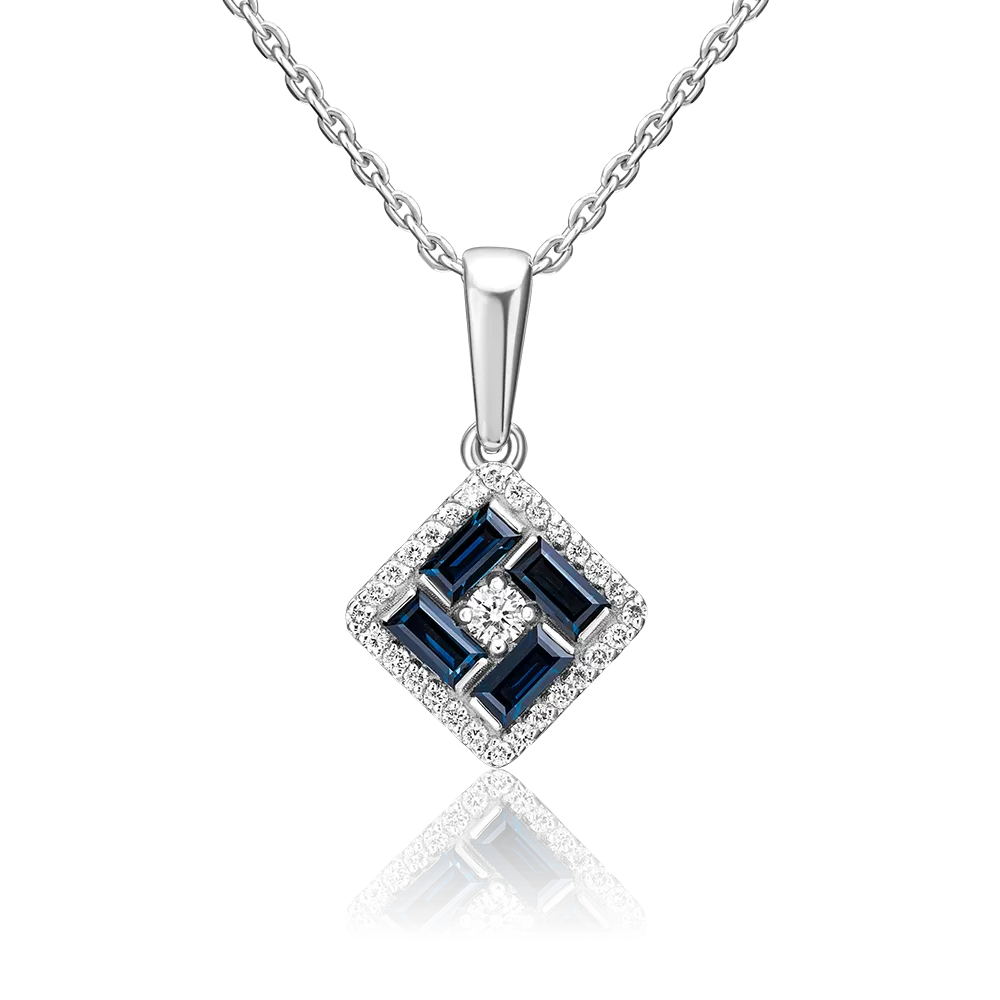 Подвеска из белого золота с сапфирами и бриллиантами 03-0530-00-105-1120-30