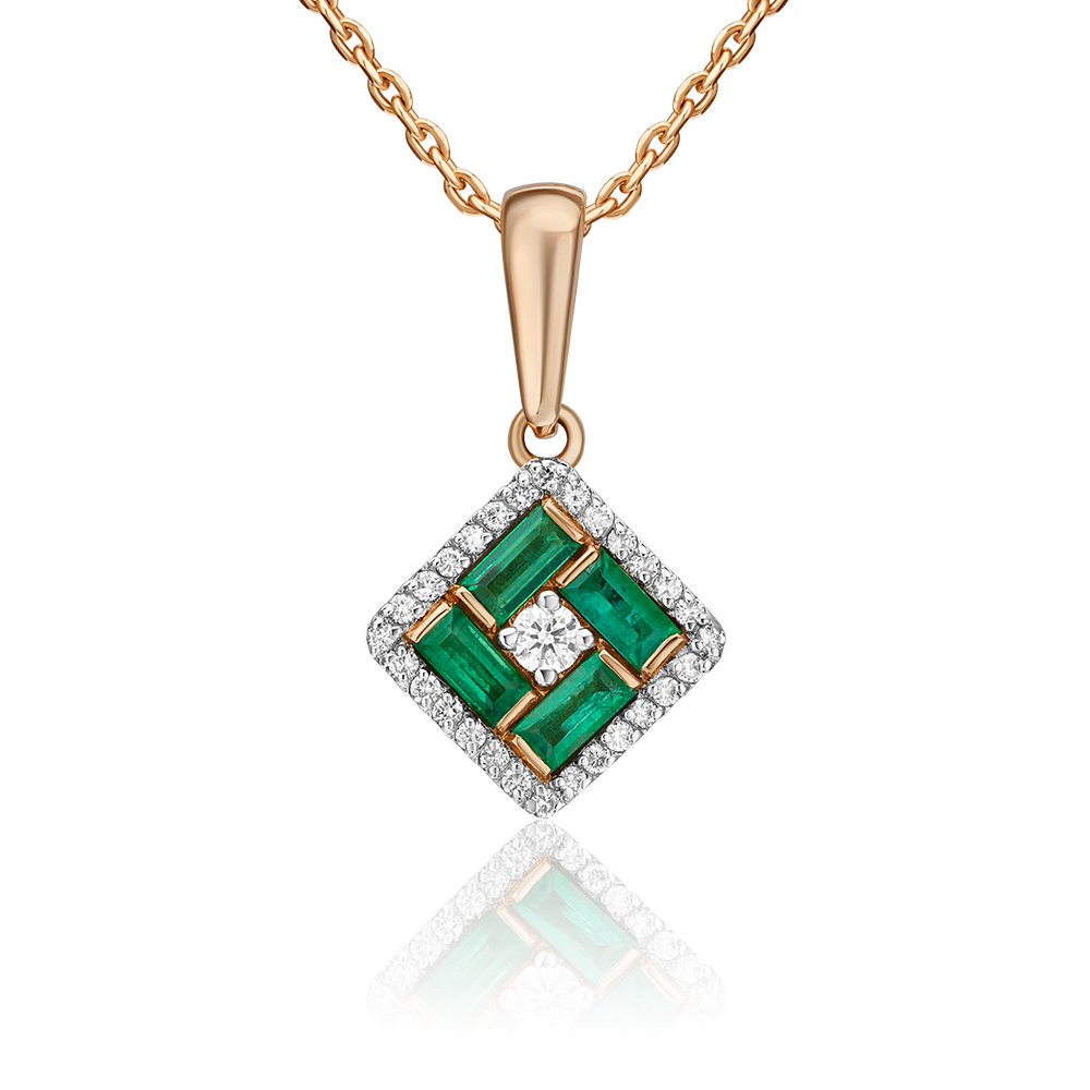 Подвеска из красного золота с изумрудами и бриллиантами 03-0530-00-106-1110-30