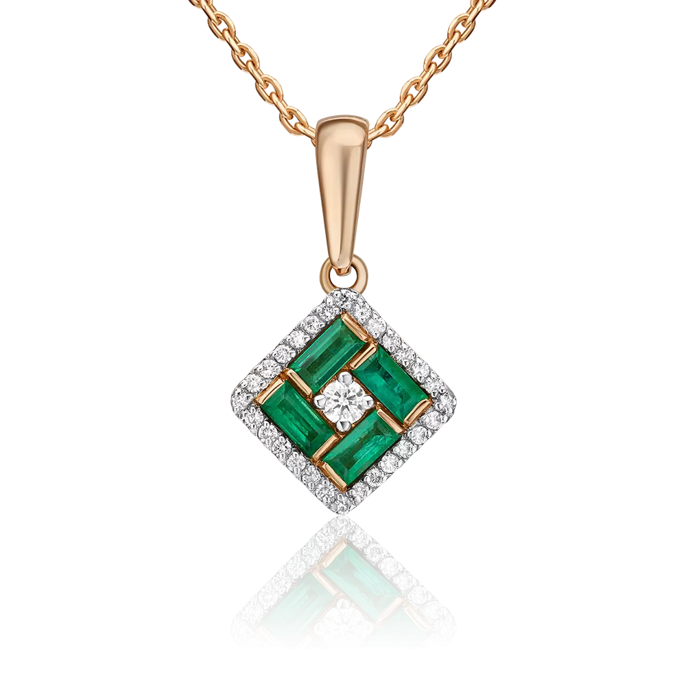 Подвеска из красного золота с изумрудами и бриллиантами 03-0530-00-106-1110-30