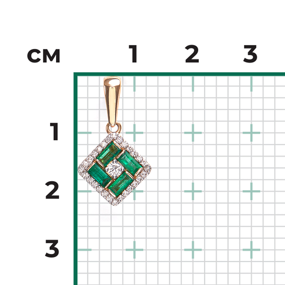 Подвеска из красного золота с изумрудами и бриллиантами 03-0530-00-106-1110-30
