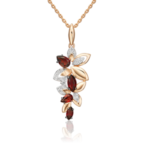Подвеска «Осенний вальс» из красного золота с гранатами и натуральными топазами white 03-3656-00-264-1110