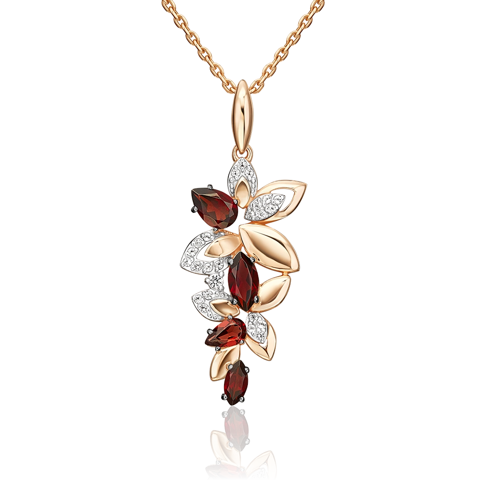 Подвеска «Осенний вальс» из красного золота с гранатами и натуральными топазами white 03-3656-00-264-1110
