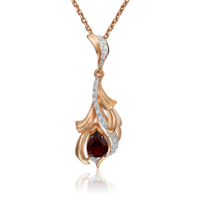 Подвеска «Перо жар-птицы» из красного золота с гранатом и натуральными топазами white 03-3109-00-264-1110-57