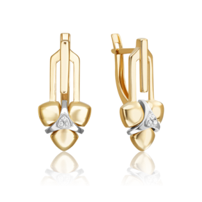 Серьги с английским замком из комбинированного золота с бриллиантами 02-4990-00-101-1121