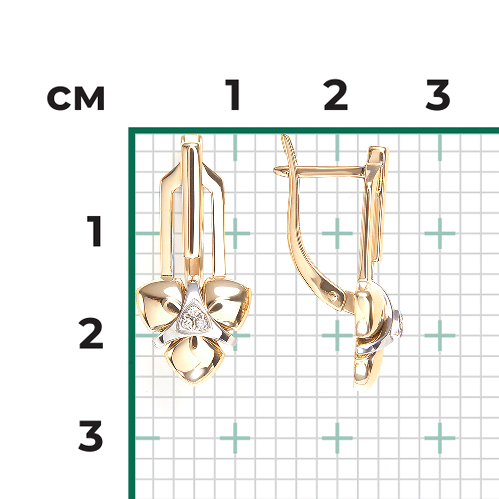 Серьги с английским замком из комбинированного золота с бриллиантами 02-4990-00-101-1121