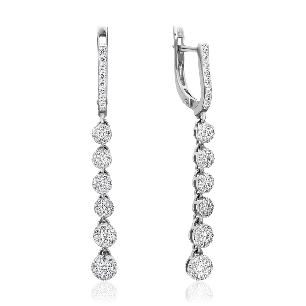 Серьги с английским замком из белого золота с бриллиантами 02-0813-00-101-1120-30