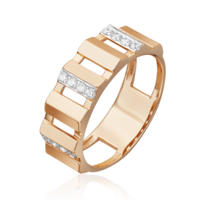 Кольцо из красного золота с фианитами 01-5665-00-401-1110