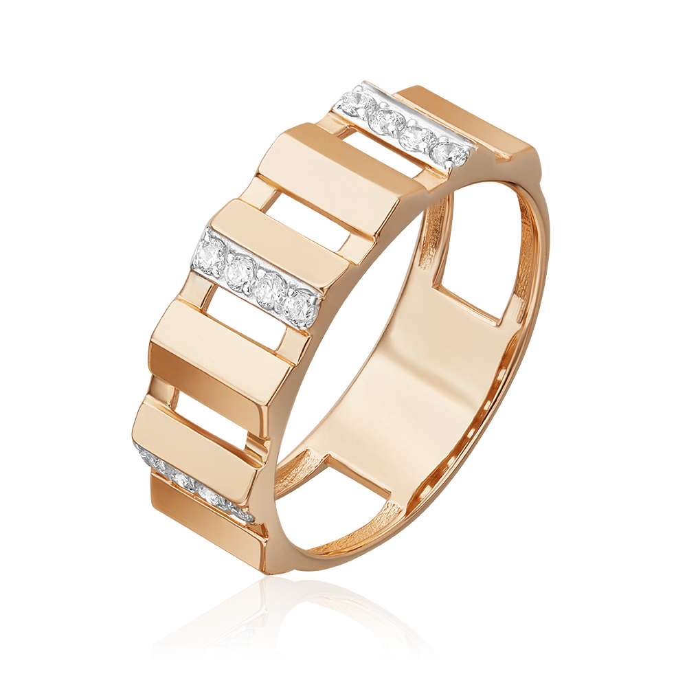 Кольцо из красного золота с фианитами 01-5665-00-401-1110