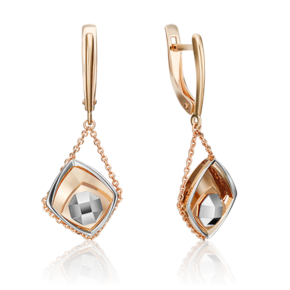 Серьги с английским замком из комбинированного золота 02-4285-00-000-1111-66