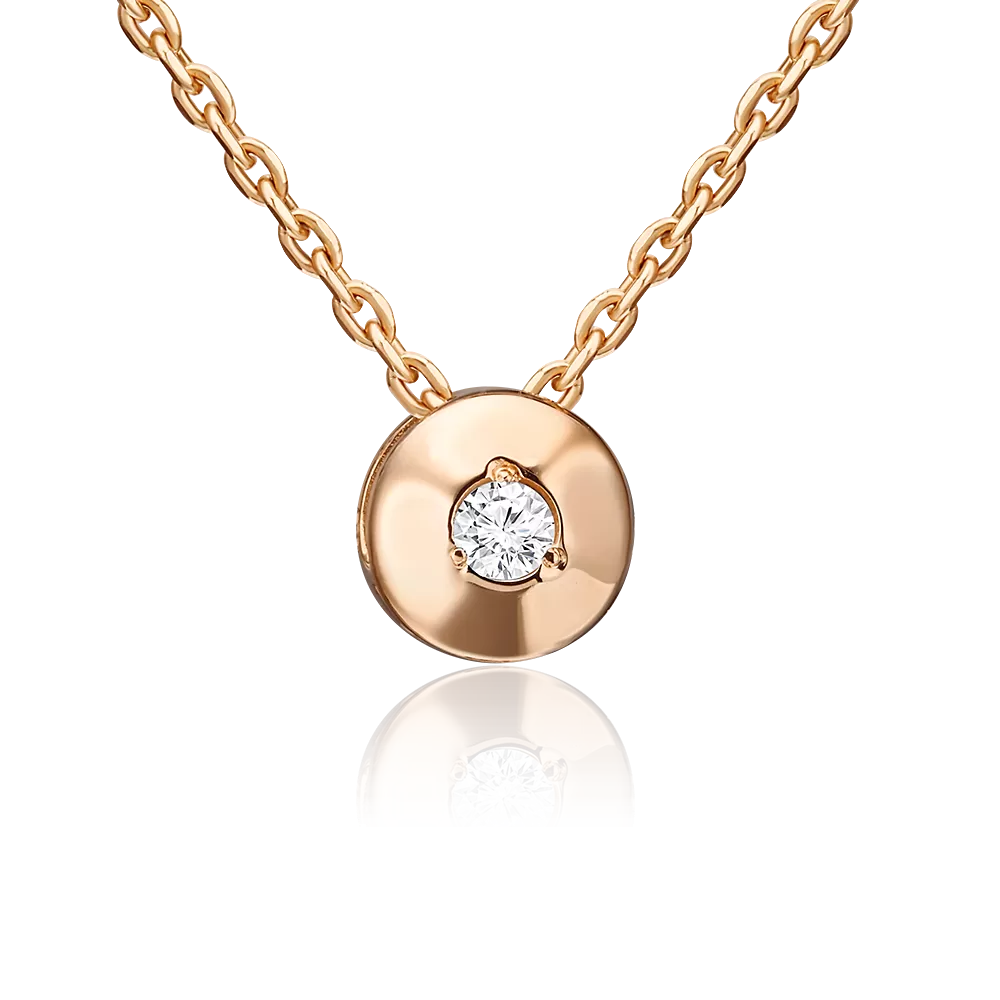 Подвеска-бегунок из красного золота с фианитом 03-1354-00-401-1110-03