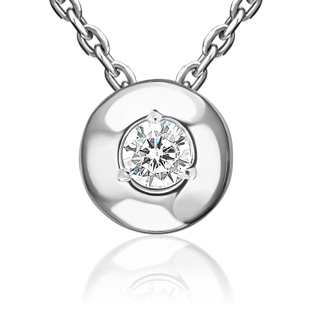 Подвеска-бегунок из белого золота с фианитом 03-1357-00-401-1120-03