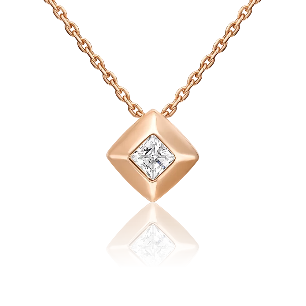 Подвеска-бегунок из красного золота с фианитом 03-1346-00-501-1110-38