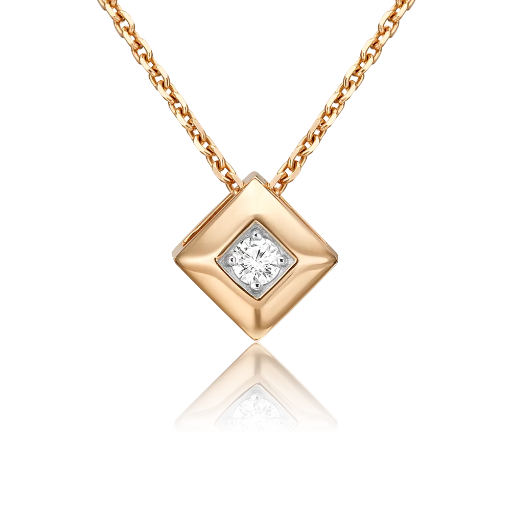 Подвеска-бегунок из красного золота с бриллиантом 03-0306-00-101-1110-30