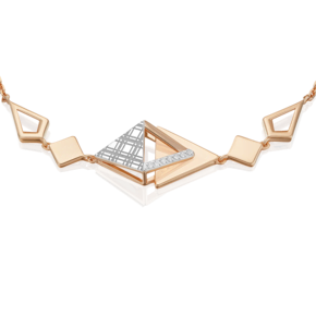 Браслет с принтом «Клетка» из комбинированного золота с фианитами 05-0800-00-401-1111