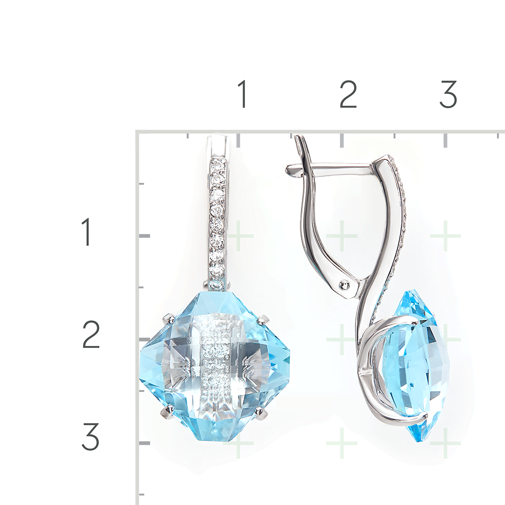 Серьги с английским замком из серебра с топазом и фианитами 02-2508-00-207-0200