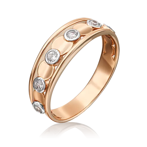 Кольцо из красного золота с фианитами 01-5366-00-401-1110-03