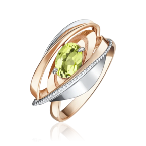 Кольцо из комбинированного золота с хризолитом