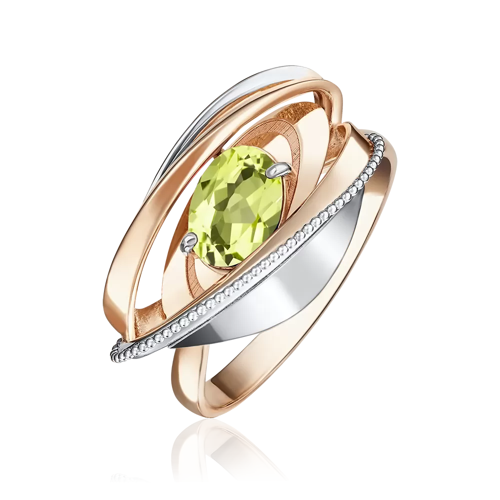 Кольцо из комбинированного золота с хризолитом 01-5080-00-205-1111-46