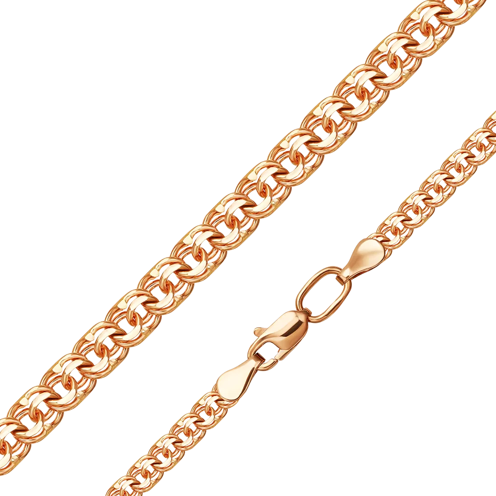 Цепь из красного золота с алмазной гранью (плетение «Бисмарк») 21-2703-060-1110-19