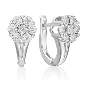 Серьги с английским замком из белого золота с бриллиантами 02-5234-00-101-1120