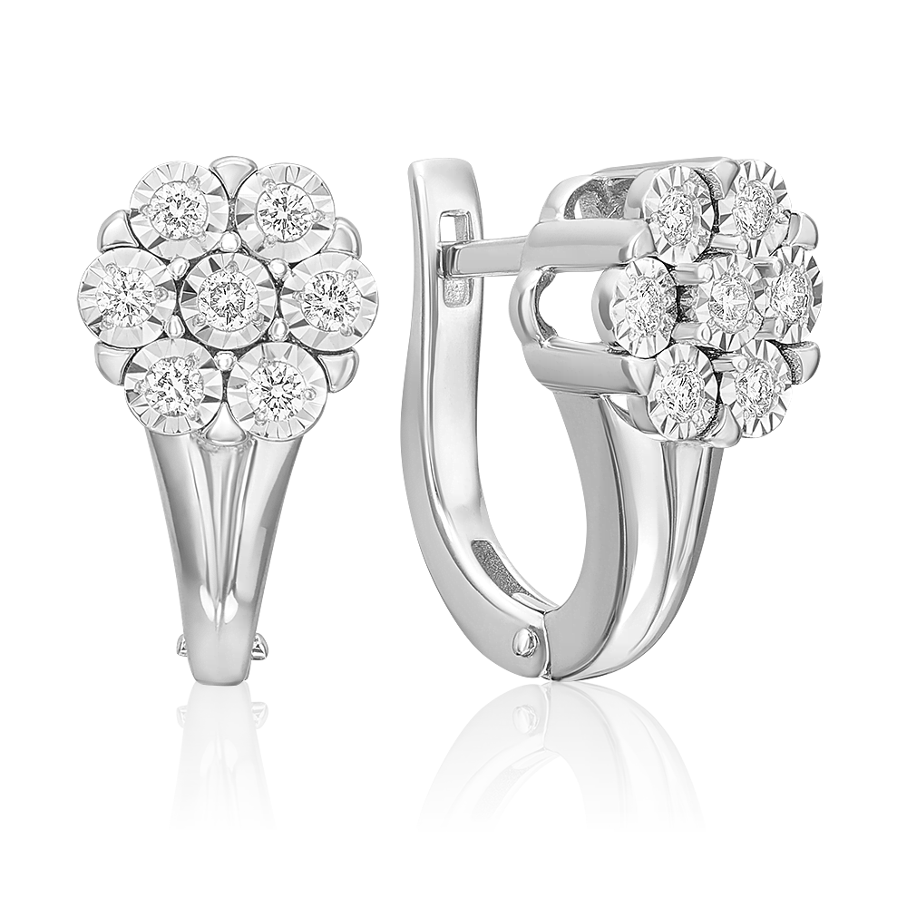 Серьги с английским замком из белого золота с бриллиантами 02-5234-00-101-1120