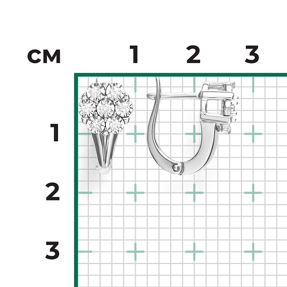 Серьги с английским замком из белого золота с бриллиантами 02-5234-00-101-1120
