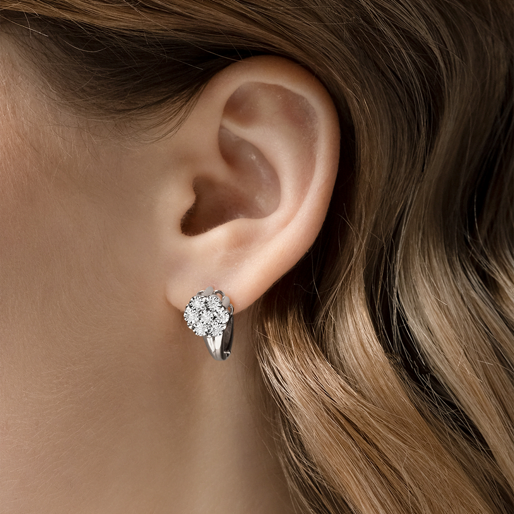 Серьги с английским замком из белого золота с бриллиантами 02-5234-00-101-1120