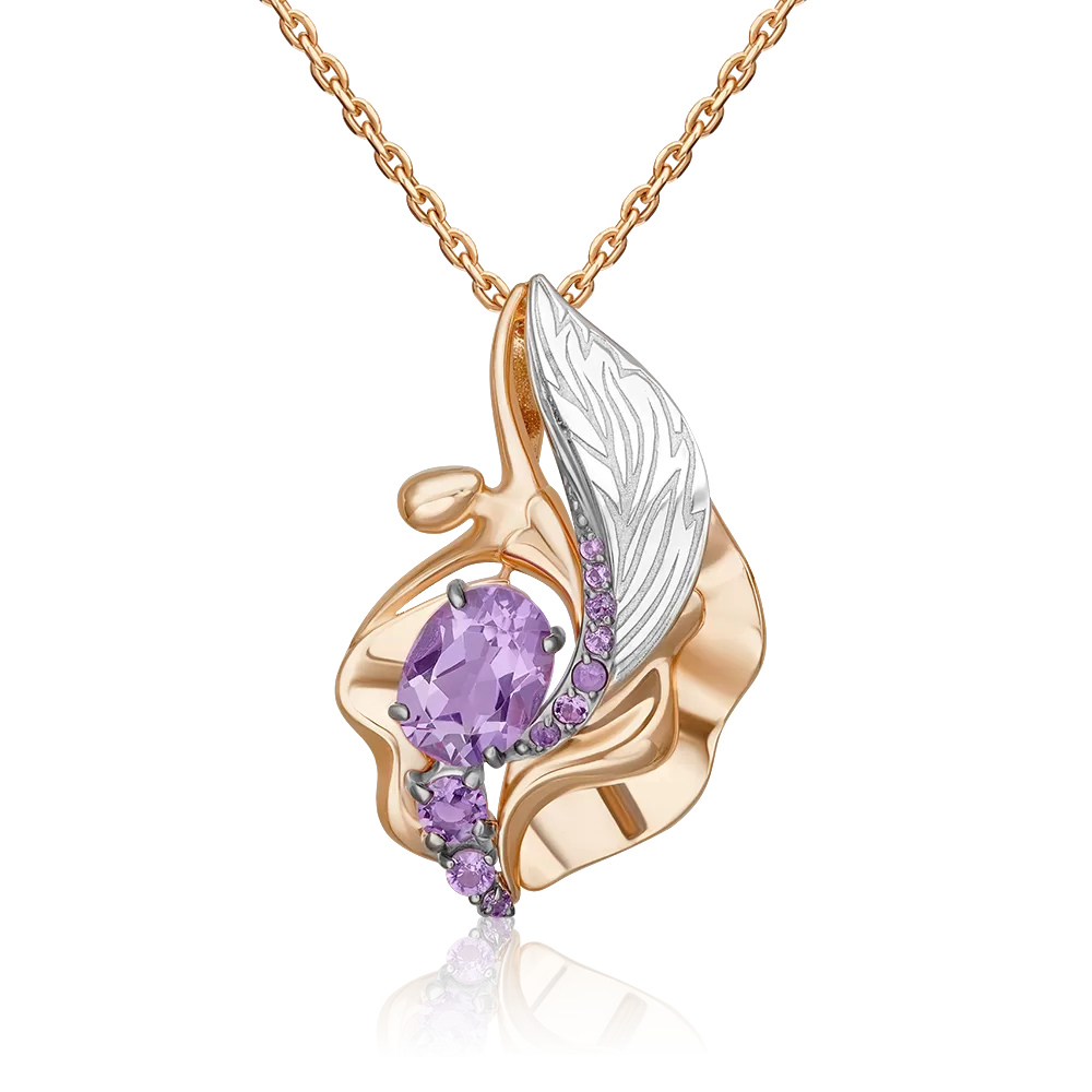 Подвеска «Стихия Воздуха» из комбинированного золота с аметистами 03-3438-00-203-1111