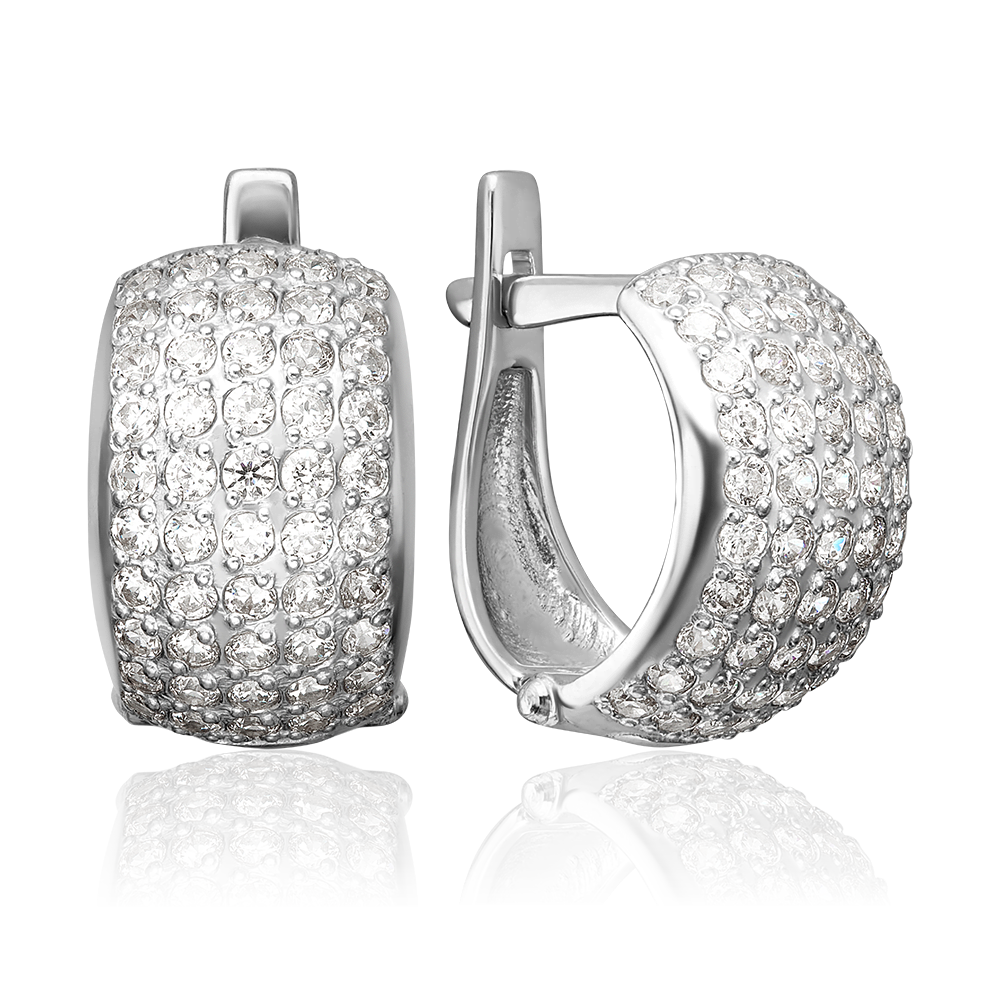 Серьги с английским замком из серебра с фианитами 02-0725-00-401-0200