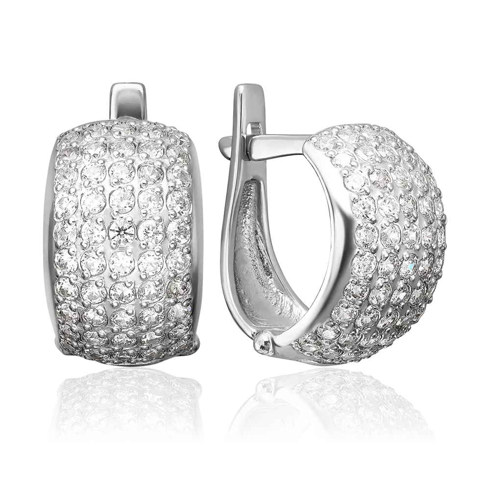 Серьги с английским замком из серебра с фианитами 02-0725-00-401-0200