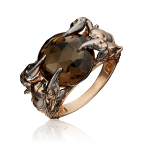 Кольцо «Скорпионы» из красного золота с кварцем дымчатым 01-5406-00-202-1110-46