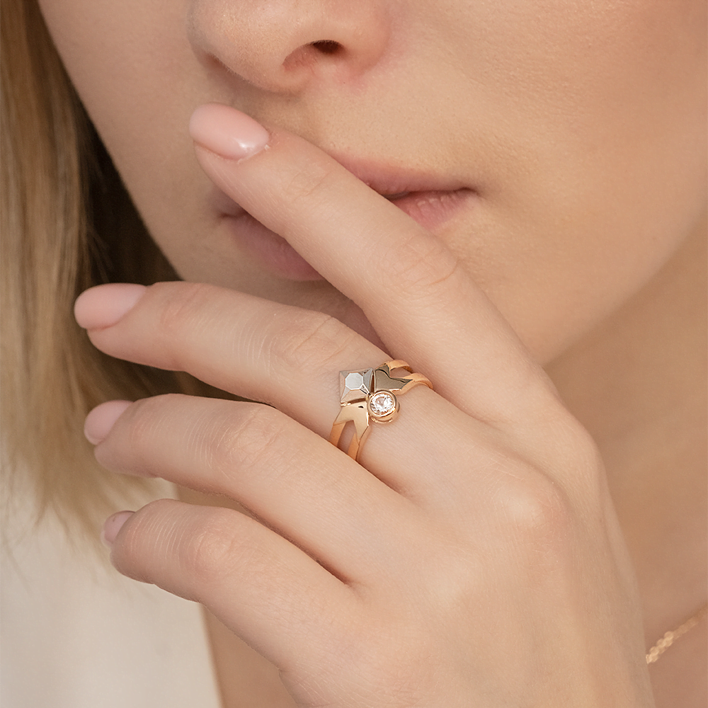 Кольцо из комбинированного золота с натуральным топазом white 01-5618-00-201-1111